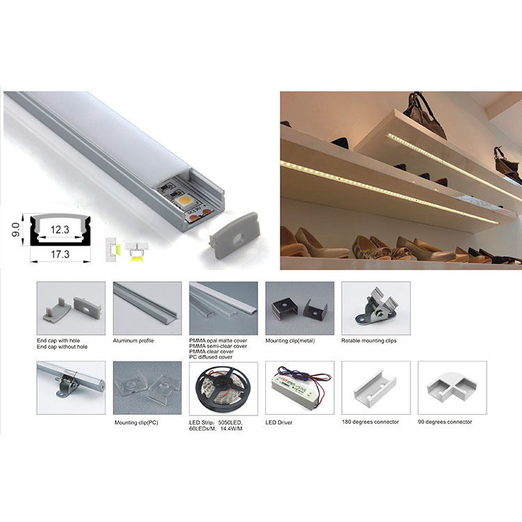 Black Extruded Aluminum Channel Profile Diffuser Lighting For 12mm Flexible LED Strip Lights Black Extruded Aluminum Channel Profile Diffuser Lighting For 12mm Flexible LED Strip Lights
